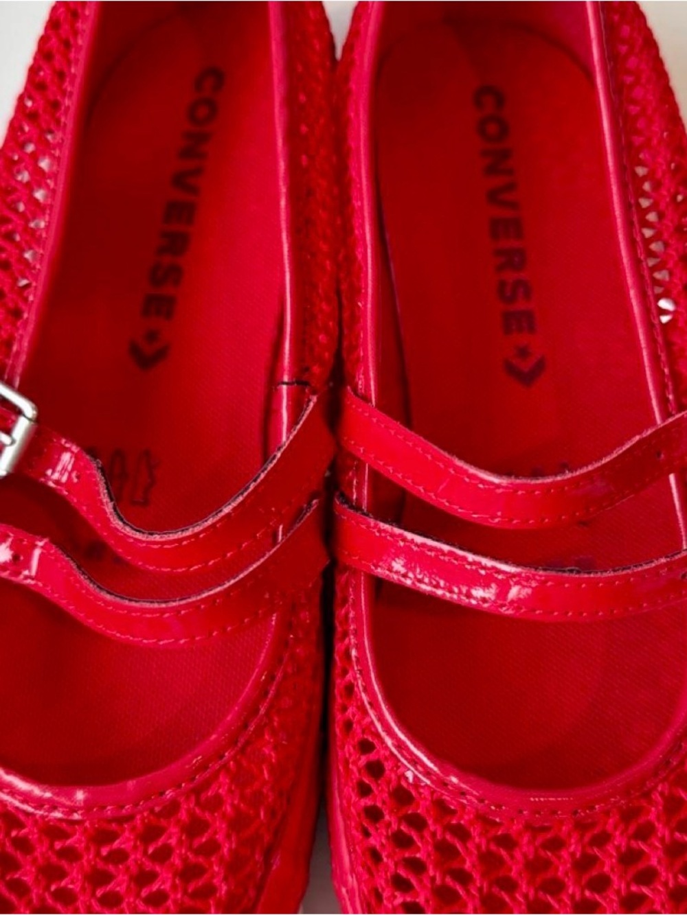 Converse Women’s Red Mary Jane Flats with Patent Strap